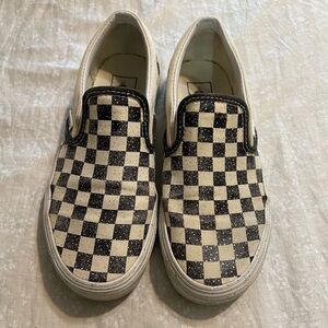 Women’s Glitter Black and White Checkered Vans Size 7